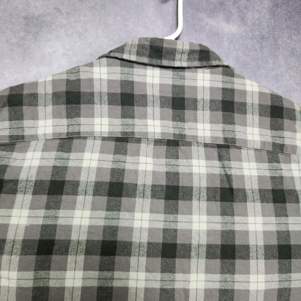 Lucky Brand Mens XXL Gray Plaid Flannel Button Down Shirt Cotton Long Sleeve